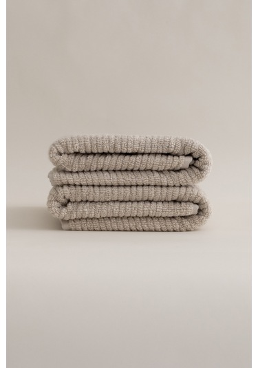 Ivory Bej Fitilli Mikro Fiber %100 Pamuk 2li Banyo Havlusu Seti 5 Bej