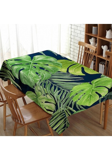 Suntek Tropikal Bitki Baskılı Masa Örtüsü Çiçek Kare-3