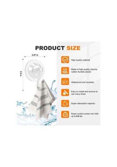 Konesam Tekrarlı Kullanımlı Şeffaf Suction Cup Hooklar 4 Adet - 3 Kg Yük Taşıma - Mutfak, Banyo, Ofis İçin Sıkıca Tutan Duvar/ Pencere Asıcı Şeffaf