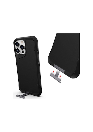 Apple Uyumlu iPhone 15 Pro Kılıf Airbag Kenarlı T-max Mat Standlı Kılıf