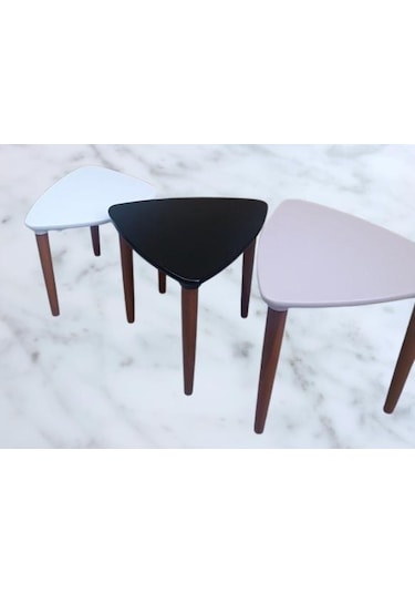 Zigon Sehpa Model 90517 Konik Ayak Üçgen Tabla Üç Renk Kutuda Sevk El Yapım