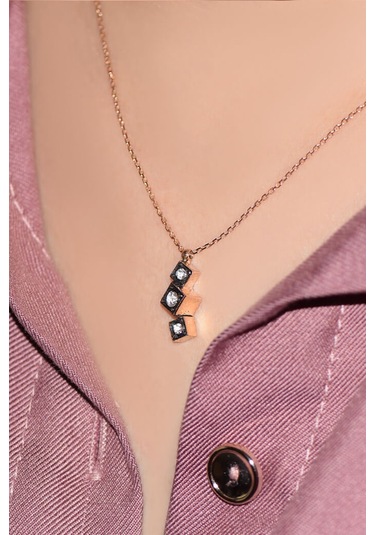 Asimetrik Tasarım Kare Elmas Kolye Ucu 3’Lü Kolye  Tria