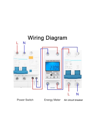 Reedark "230v Tek Fazlı Led Ekranlı Elektrik Sayacı - Dds662 Model, 5-80a Akım"