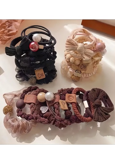 Mını Shop Msk Saç Lastiği, 10'lu Set 258308156 Kahverengi