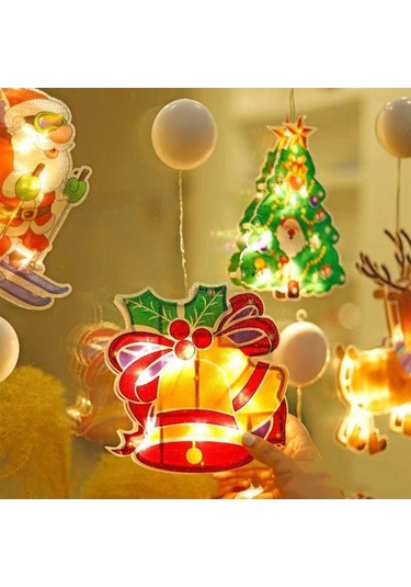 Novahub Noel Baba Kayak Yapan Led Işık Pencerede Kullanım Dekorasyon Pil Dahil Değil