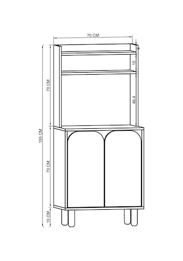 Parma 2 Kapaklı Mutfak Dolap, Kahve Köşesi, Çok Amaçlı Dolap Safir Meşe-antrasit