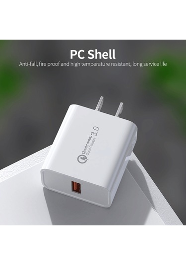 Konesam 18w Qc3.0 Hızlı Şarj Cihazı, Usb-a Arayüzlü Taşınabilir Şarj Aleti, Apple/android Uyumlu, Beyaz, Abd Standardı