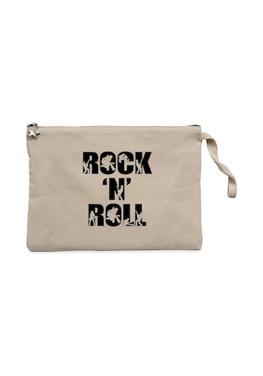Black Rock 'N' Roll Text  Krem Clutch Astarlı Cüzdan / El Çantası Krem