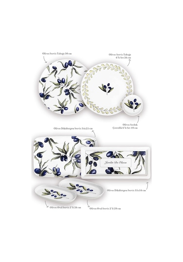 The Mia Olivos Kahvaltı Takımı 6 Kişilik 19 Parça Set 2 Çok Renkli