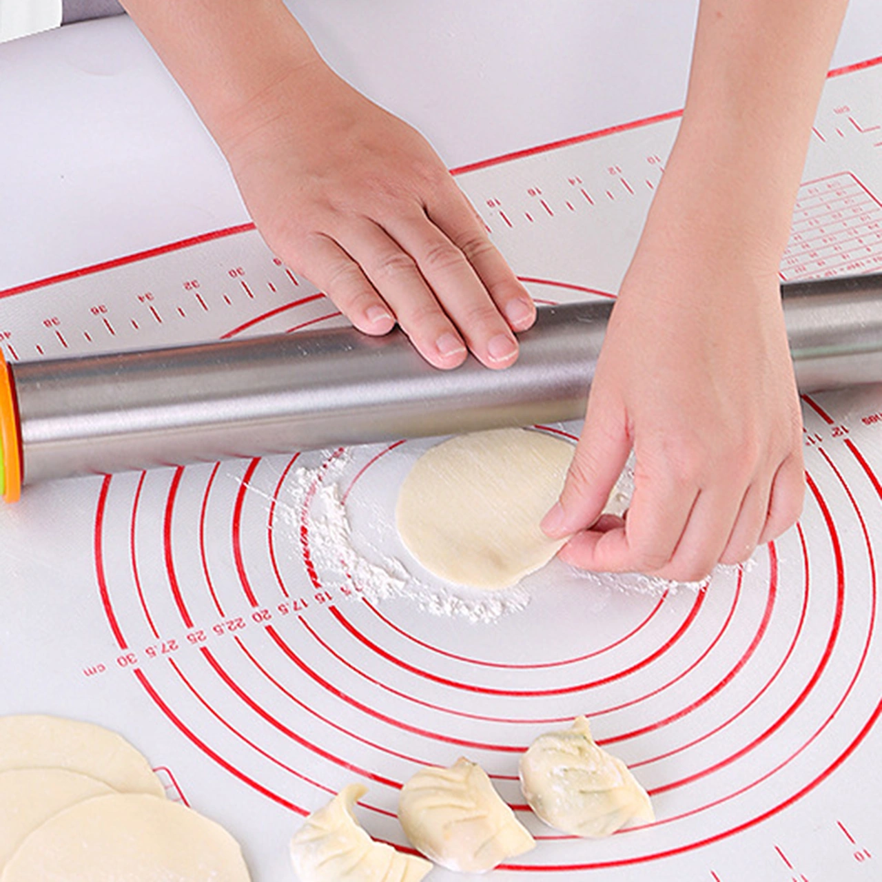 Youmex Kırmızı 50x40cm Ölçülü Silikon Hamur Hazırlama Ve Fırın Matı - Yeniden Kullanılabilir Fırınlama Aracı Kırmızı