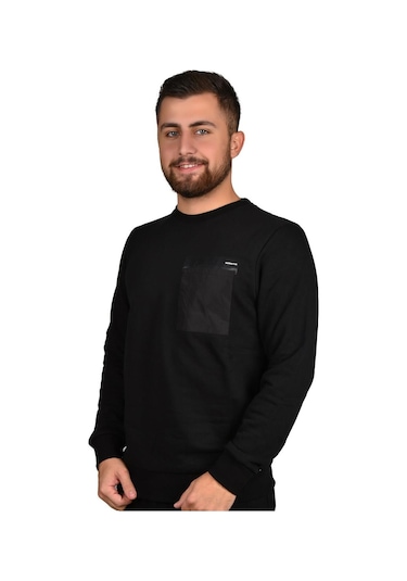 Manta 5323 Cep Baskılı Sweatshirt-25663-siyah Siyah