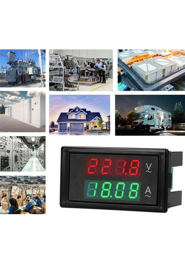 Yunboo Yüksek Doğruluklu Dijital Ac Voltmetre Ampermetre, 80-300v 0-100a Aralığında, 0.39'' Led Ekranlı Çift Gösterge