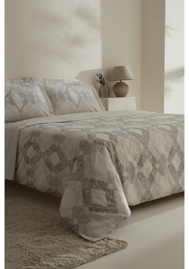 Karaca Home Chain %100 Pamuk 120 Tel Çift Kişilik Saten Nevresim Takımı Gri Gri