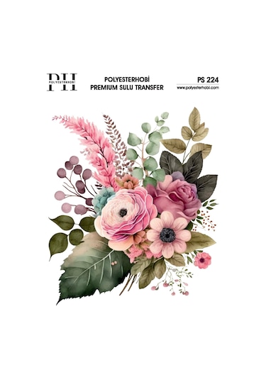 Polyesterhobi Premium Sulu Transfer 25x35 Cm Çiçek Desenli Ps 224