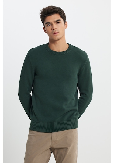 Regular Fit Normal Kesim Haki Triko Kazak L242474801 Haki