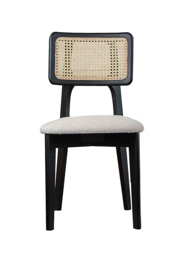 Zeus Hazeranlı Ahşap Bohem Sandalye Siyah - Beyaz