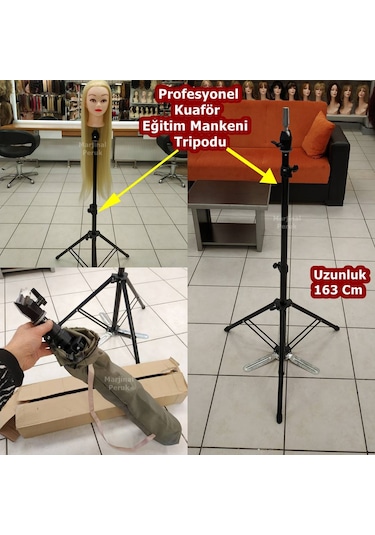 Profesyonel Kuaför Eğitim Mankeni Tripodu 163 Cm Uzunluk