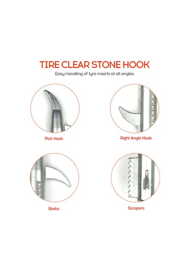 Dianziye Araba Lastik Taş Temizleme Aleti Çok Fonksiyonlu Taş Kaldırıcı + Tornavida 4 Farklı Kanca İle Gürültü Azaltma Lastik Ömrünü Uzatma