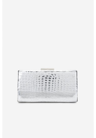 Valmenti Kadın Vegan Gri Abiye Çanta 1083 0015 Bn Cnt Y25 Gumus Kroko GRİ