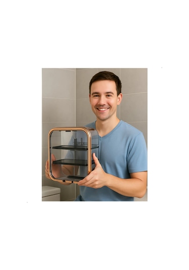 Xindoker Duvar Tipi Sabitlenebilir Pet+pp Hijyenik Mendil Kutusu - Gri Renkli Ev Kullanıma Uygun 21x15x25cm Depolama Kutusu Gri