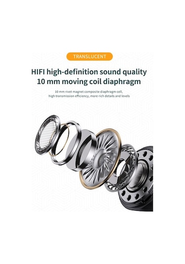 Novahub Tm10 Kablosuz Bluetooth Kulaklık: Şeffaf Kapaklı, 5.3 Bt, 13mm Hoparlör, 5 Saat Müzik Süresi, Siyah