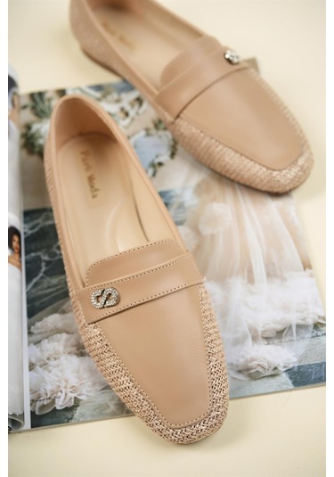 Hasır-Cilt Garnili Babet Nut-Nude Ten