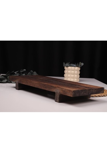 Bambum Pavlonya Classic Dark Ahşap Sunum Ve Servis Seti Dikdörtgen Servis Tabakları Ahşap