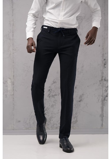 Ecer Regular Fit Yan Cepli Kışlık Gofre Kumaş Pantolon Lacivert