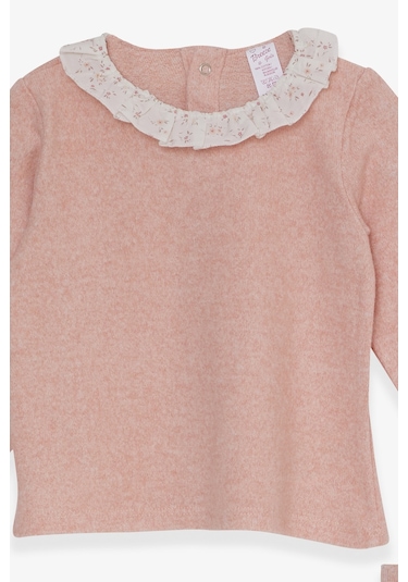 Breeze Kız Bebek Taytlı Takım Yakası Fırfırlı Triko 0-1 Ay-2 Yaş Somon Melanj Somon