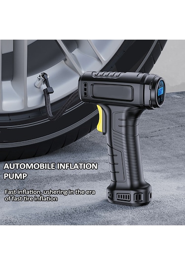 Teltree Akıllı Dijital Göstergeli Araç Lastik Pompa - Otomatik Durma, Led Işık, 4000mah Li-pil, 3 Fişli, Usb, Taşınabilir Siyah