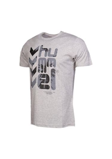 Hummel Guile Erkek Gri Bisiklet Yaka Tişört Gri
