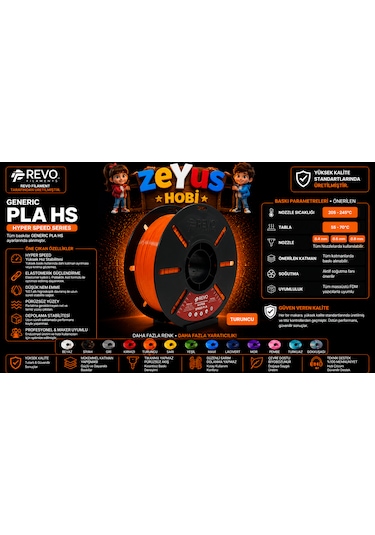 Generic Pla Hs Hyper Speed Filament Turuncu 1.75 Mm 1000 Gr Turuncu Filament