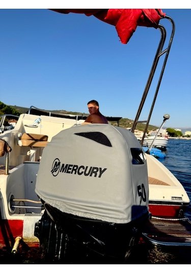 Tekne Motor Kılıfı Dıştan Takma Marin Deri Mercury 50 Hp