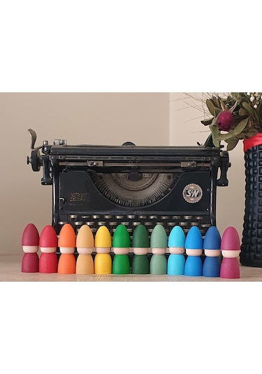 Waldorf Şapkalı Pegleri 12li Set Gökkuşağı Tonları Kırtkırt Ah...