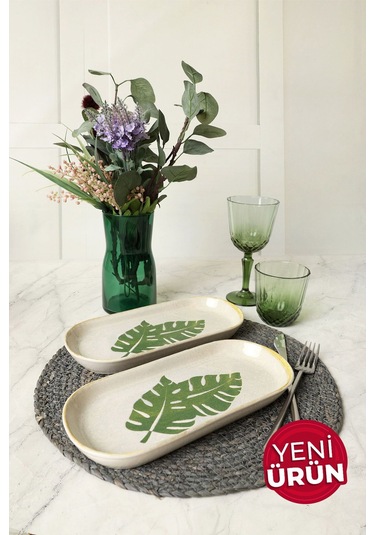 Keramika Forest Noyan Kayık Tabak 26 Cm 2 Adet 22727 Yeşil