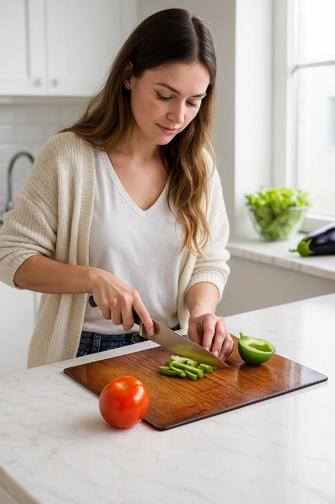 2 Li Cam Kesme Tahtası 20x30 & 25x35 Cm Cam Doğrama Tahtası Sofra & Mutfak Sunum Tahtası Kesme Tahtası Ahşap