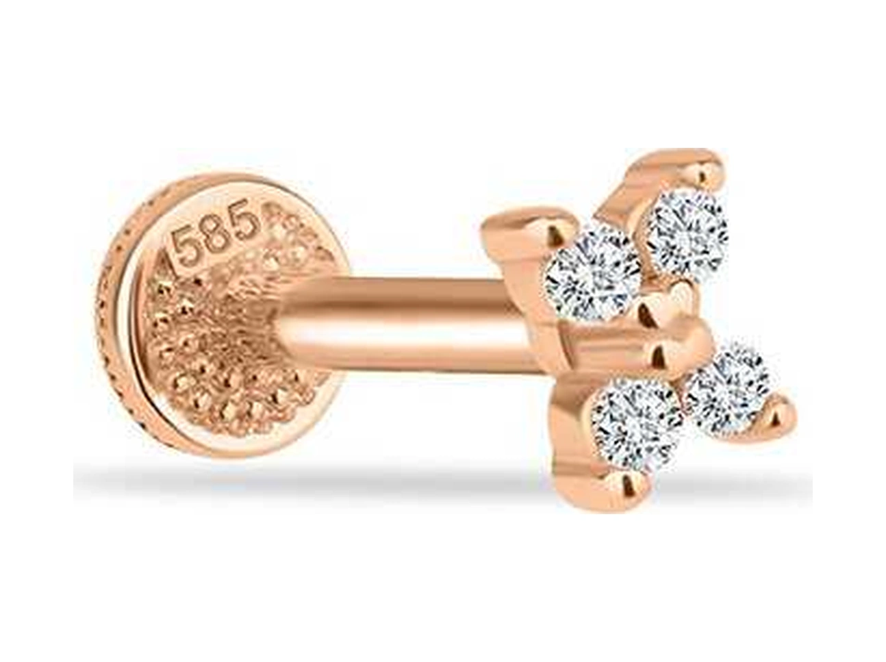 Cherry By Özkonak Dört Taşlı Minimal Tragus Piercing Sarı