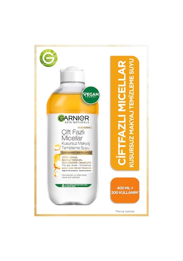 Garnier Çift Fazlı Micellar Kusursuz Makyaj Temizleme Suyu 400 ML