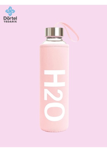 Deri Kılıflı Cam Matara 750 Ml Pembe