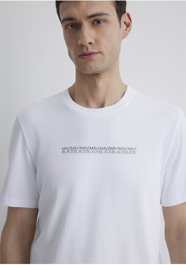 Mavi Beyaz Erkek T-shirt M0612647-620 Beyaz