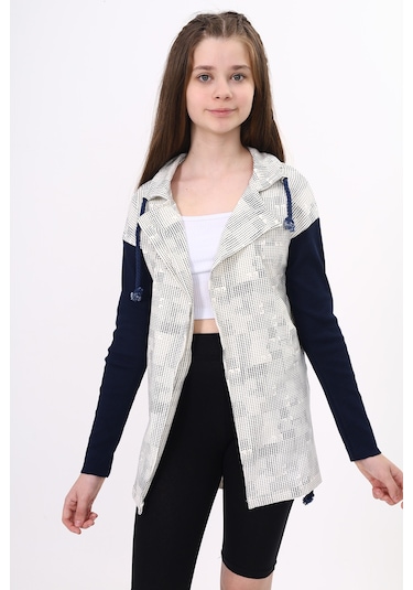 Toontoy Kız Çocuk Komple Baskılı Hırka Ekru