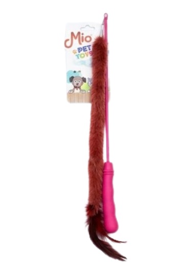 Peluşlu Tüylü Kedi Olta Oyuncağı Pembe