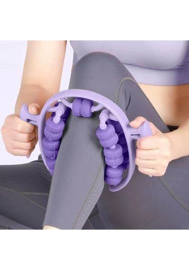 Lemestar 26 Tekerlekli Bacak Masaj Cihazı - Dairesel Klempar Rulman, Budak Kasını Gevşetir, Bacakları Güzelleştirir, Zayıflatır, Yoga Rulmanı - Pembe Koyu Pembe