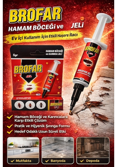 Brofar Jel Hamam Böceği Ve Karınca Jeli 5 Gr Etkili Haşere İlacı Ev İçi Kullanım 1 Adet