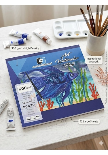 Alex.20x20 300gr 12li Spiralli Art Sulu Boya Defteri Alx-3961