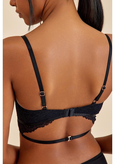 Roma Siyah Dantelli Dolgusuz Toparlayıcı Büstiyer Sütyen siyah