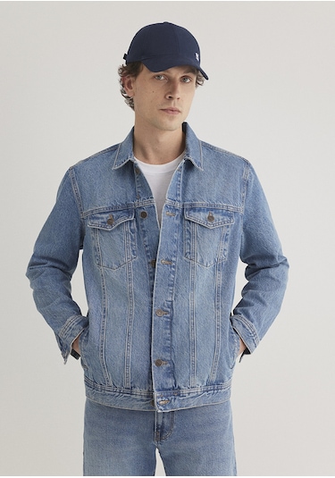 Mavi - Drake Classic Denim Puslu Indigo Mavi Jean Ceket 010143-89136 Koyu Mavi