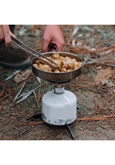 Pazly Pratik Kamp Ocağı Başlığı - Ayarlanabilir Alev, Kolay Kurulum, Çok Amaçlı Gümüş Paslanmaz Çelik, 180mm Açık Çap Gümüş