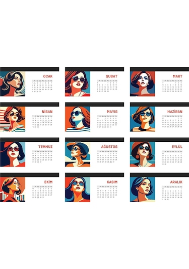 Kadın Temalı Poster Masaüstü Takvimi-2218