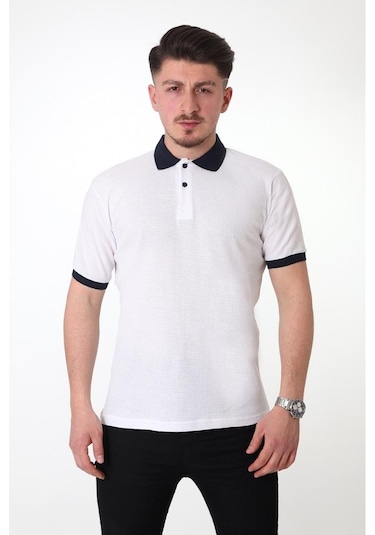 Polo Yaka Beyaz Tişört-Beyaz